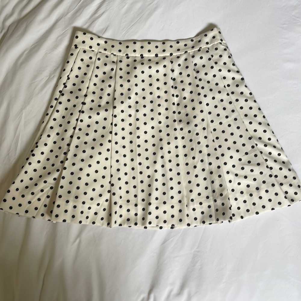 NWT J. Crew Pleated High-Waist Polka Dot Skirt Size 6